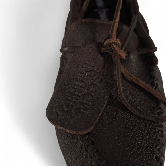 Minnetonka Moosehide Leather Driver Moc Loafers Men's 8 Chocolate Brown 952 - Picture 12 of 12